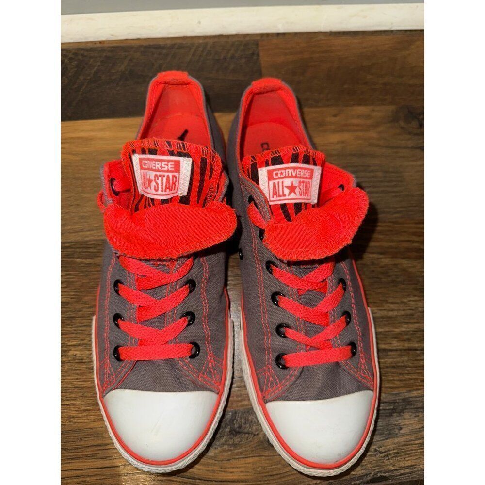 Converse Double Tongue Grey Orange Animal Print Junior Size 5/ EU 37.5 - Picture 12 of 12